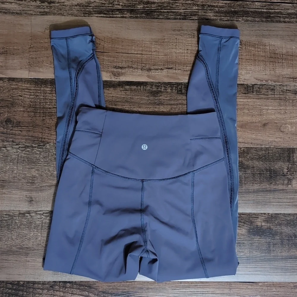 LULULEMON Sculpt It Tight 'Greyvy' (Purple-ish?) Semi-Sheer Panels Hi-Rise Sz 8